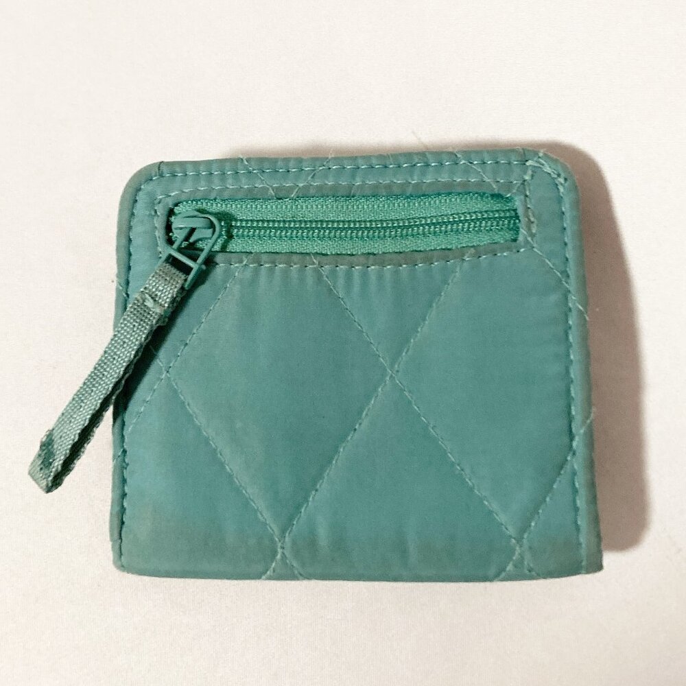 Vera Bradley Essential Slim Wallet Green Small Minimal Quilted - Picture 2 of 10